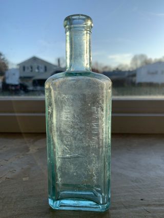 Dr.  Jones Liniment Antique Aqua Late 1800’s Medcine Bottle 3