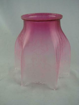 Antique Satin Cranberry Glass Tilley / Gas Lamp Shade Art Nouveau Design