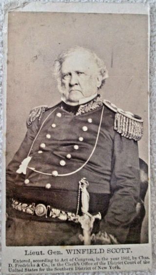 Civil War General Winfield Scott Cdv 1862