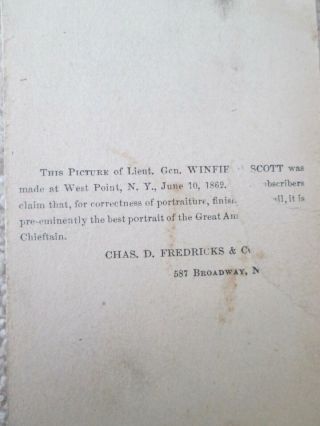 Civil War General Winfield Scott CDV 1862 3