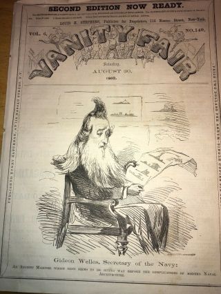 8/30/ 1862 Vanity Fair Civil War Newspaper Gideon Welles Secretary Of Navy