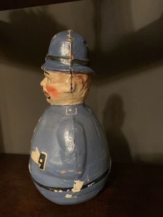 Antique Paper Mache Roly Poly Policeman Cop 2