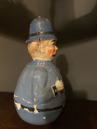 Antique Paper Mache Roly Poly Policeman Cop 5