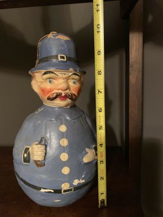 Antique Paper Mache Roly Poly Policeman Cop 9