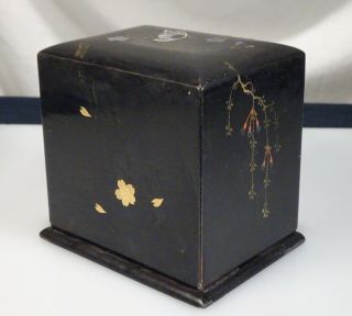 Vintage Japanese Black Lacquer Abalone Shell Playing Card Deck Box - 56395 4