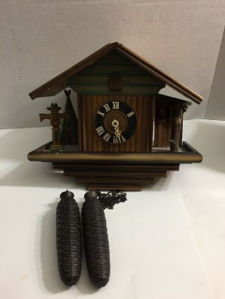 Vintage Schatz Cuckoo Clock Made In Germany Parts Repair Only W/ Weights