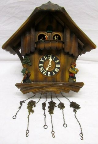 Vintage Reburg German Made Wood Cuckoo Clock W/ Music Box[missing Parts/repairs]