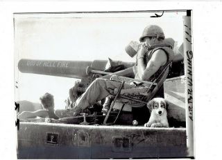 Vietnam War Press Photo - 11th Armored Cavalry Soldier With Dog - Firebase Warrior