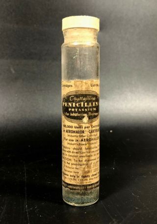Antique Penicillin Potassium Cartridge Bottle Tube For Aerohalor 1953