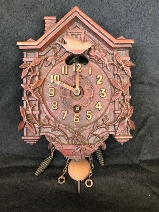 Vintage Miniature Lux Cuckoo Clock Waterbury Conn