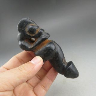 China,  Liaoning,  Hongshan Culture,  Jade,  Black Magnet,  Apollo&penis,  Pendant E0900