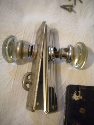 Art Deco Chrome Doorknobs Lock Ribbed Door Plates Stanley Hinges 3
