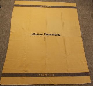 Vintage U.  S.  Navy Medical Department Usva Military Issue Wool Blanket 81x62