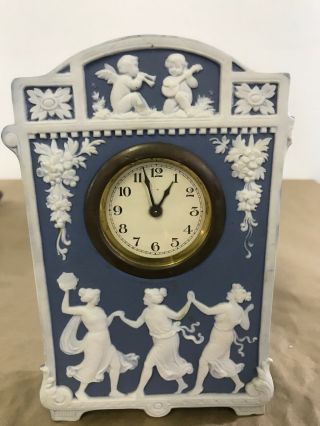 Vintage Made In Germany Blue Porcelain Clock W/cherubs Great (g)