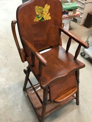 Vintage Wood Folding High Chair - 1950 