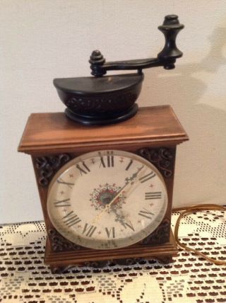 Vintage Spartus Coffee Grinder Kitchen Wall Clock Electric Usa