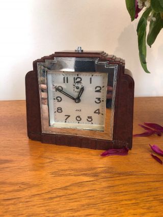 Vintage Art Deco French Jaz Wind Up Clock Bakelite Af