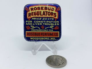 Vintage Rosebud Regulators Sample Tin Medicine Liver Blood Antique Advertising