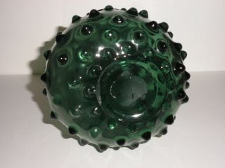 Mid Century Hand Blown Hobnail Green Glass Vase CANDLE HOLDER 2