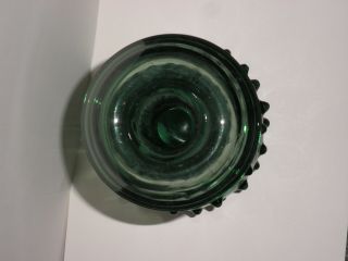 Mid Century Hand Blown Hobnail Green Glass Vase CANDLE HOLDER 4