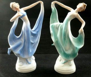Art Deco Porcelain Dancing Lady Figurines