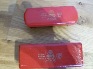 A Matched Rare Red Painted Beacon Pure Bristle Shoe Brushes,  Sizes 500 A