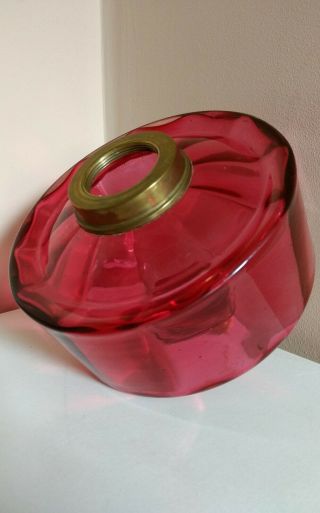 Victorian Ruby Glass Oil Lamp Bowl /font
