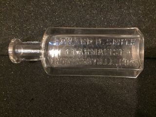 Vintage Embossed Apothecary Bottle - Edward N.  Smith,  Thompsonville,  Conn. 5