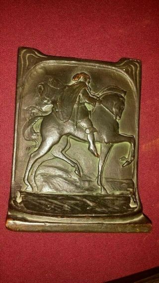 ANTIQUE BRONZE BOOKENDS - ARABIAN HORSE AND RIDER 2