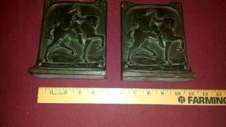 ANTIQUE BRONZE BOOKENDS - ARABIAN HORSE AND RIDER 4