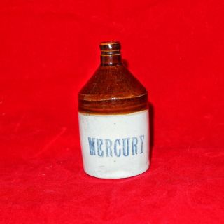 Antique Miniature Stoneware Dentist Apothecary Mercury Bottle Jug