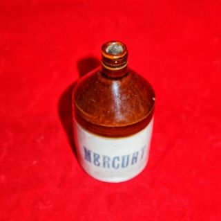 Antique Miniature Stoneware Dentist Apothecary MERCURY Bottle Jug 5