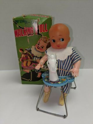 Vintage Wind Up Walking Doll W/ Box Antique Toy T.  N Rare Collectible - W