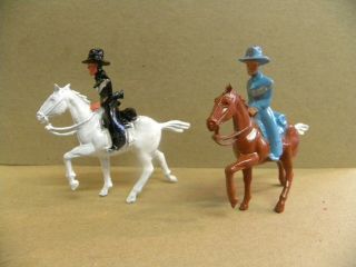 Vintage Made In U.  S.  A.  2 Cowboys On Lhorseback Lead Figures Cs