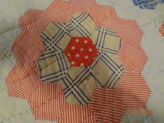 Vintage/Antique Grandmother ' s Flower Garden Quilt/Good Condition/ Feedsack/84x67 5