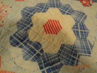 Vintage/Antique Grandmother ' s Flower Garden Quilt/Good Condition/ Feedsack/84x67 6