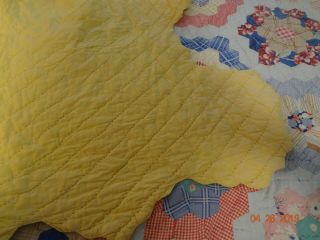 Vintage/Antique Grandmother ' s Flower Garden Quilt/Good Condition/ Feedsack/84x67 8