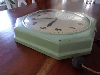 Vintage ANTIQUE WARREN TELECHRON ART DECO Wall CLOCK 5