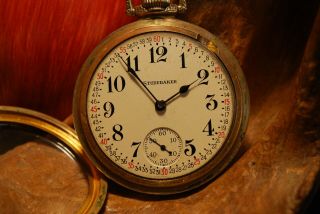 1926 10K GOLD SOUTH BEND WATCH CO STUDEBAKER POCKET WATCH 21 JEWEL 8 ADJ POS 16S 3