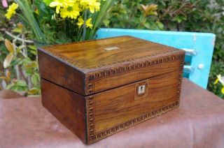 Antique Victorian Tunbridge Ware Walnut Writing Box Maquetry Inlay Quality Chic