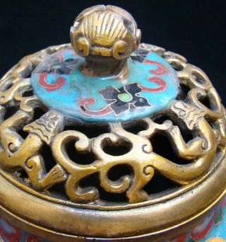 Handmade Carving Statue Elephant Brass Cloisonne Enamel Incense Burner 04 2