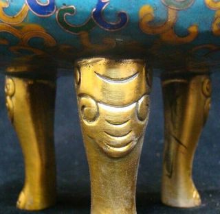 Handmade Carving Statue Elephant Brass Cloisonne Enamel Incense Burner 04 4