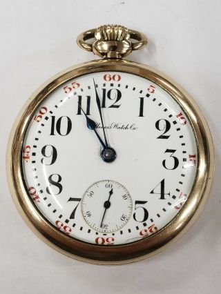 Vintage 18 Size Illinois Watch Co.  21j Pocketwatch Grade 89 - Runs