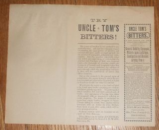 C1895 Antique Medical Handbill Uncle Tom 