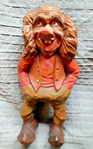 Large Hand Carved Troll - Signed 1987 