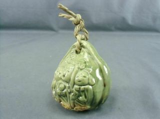 Japanese Clay Bell Dorei Mizo Ksitigarbha Hand Made Vtg Pottery Yakimono Dr131