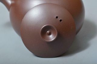 T144: Japanese Banko - ware Brown pottery TEAPOT Kyusu Sencha,  auto w/signed box 7