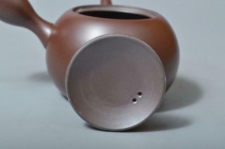 T144: Japanese Banko - ware Brown pottery TEAPOT Kyusu Sencha,  auto w/signed box 8