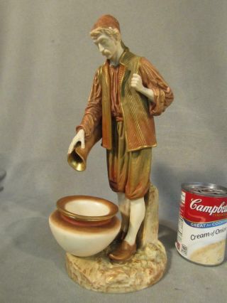 Rare 1896 Royal Worcester Hadley 12 " Mid East Water Carrier & Bowl Figurine