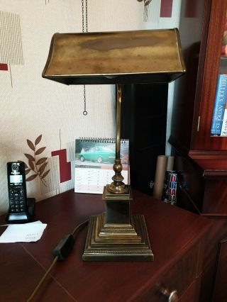 Vintage Stylish Copper/brass Plate Column Desk Bankers Lamp,  171/2 " Tall.  3.  745kg.